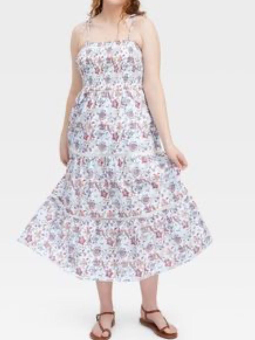 Roller Rabbit White Floral Tie-Strap Midi Dress